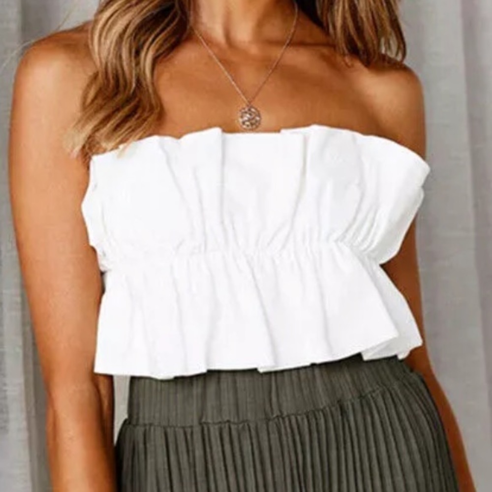 White Ruffle Top - Unlabeled
